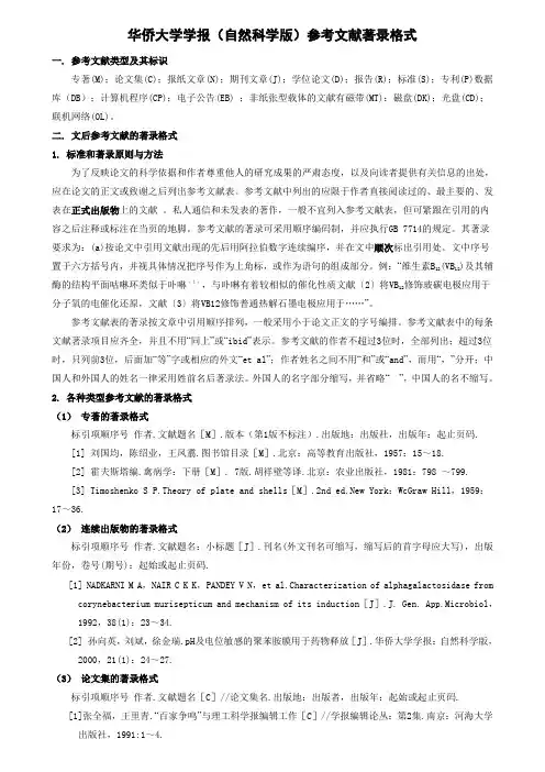 《华侨大学学报(自然科学版)》参考文献著录格式