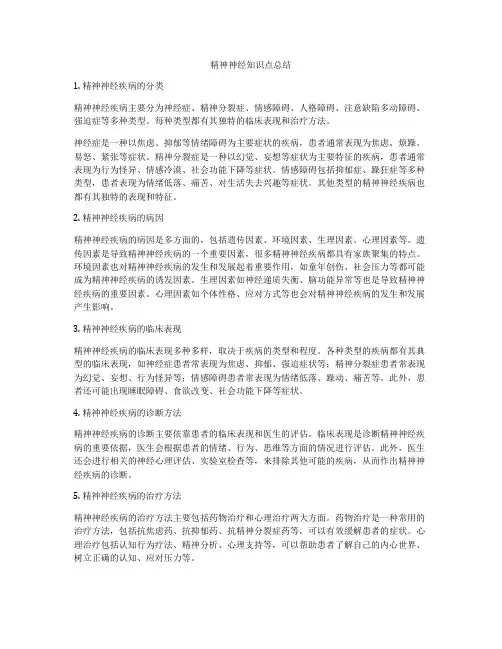 精神神经知识点总结