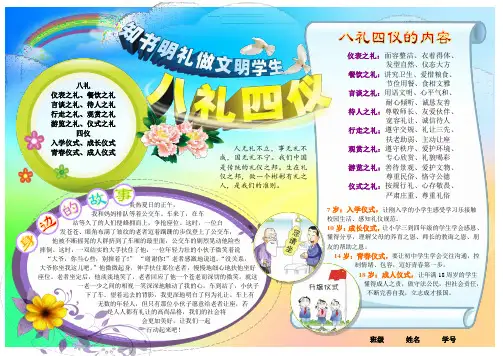 电子小报手抄报模板 A4横排 文明礼仪小报 中小学生八礼四仪