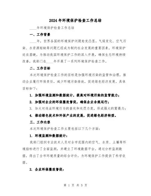 2024年环境保护检查工作总结（2篇）
