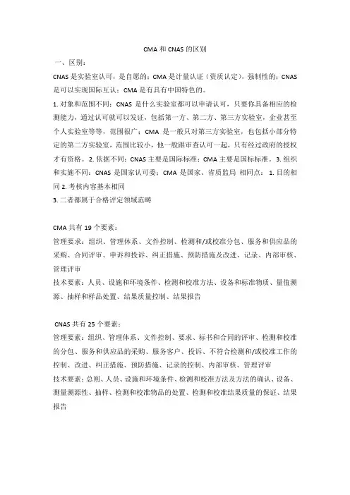 CMA和CNAS区别