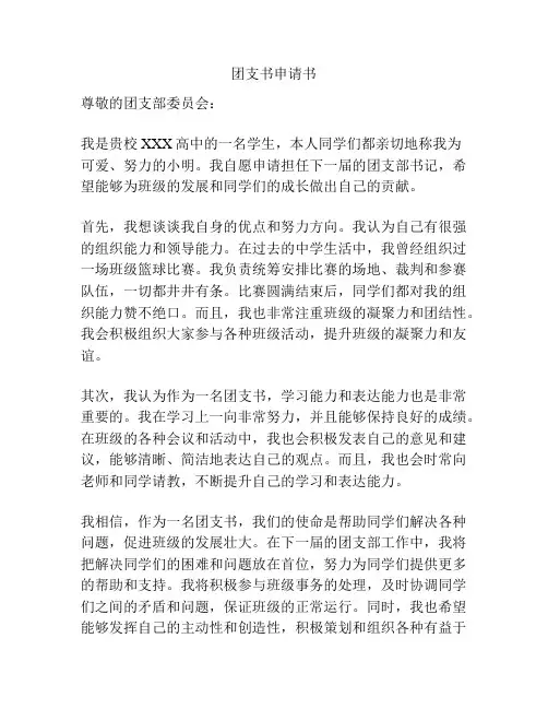 团支书申请书