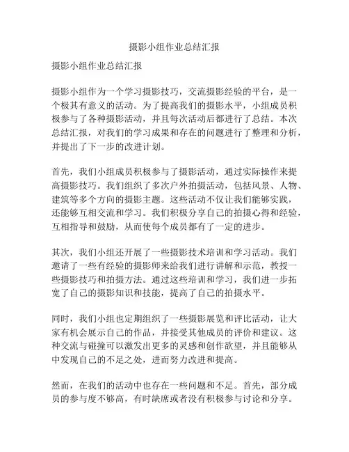 摄影小组作业总结汇报