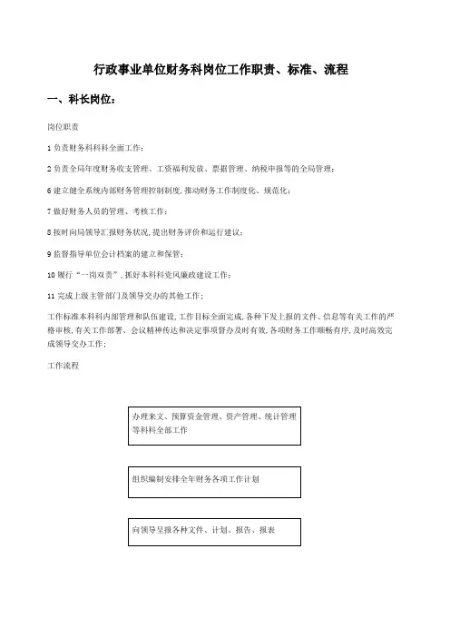 行政事业单位财务科岗位工作职责