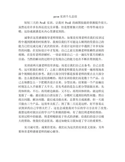 proe实训个人总结