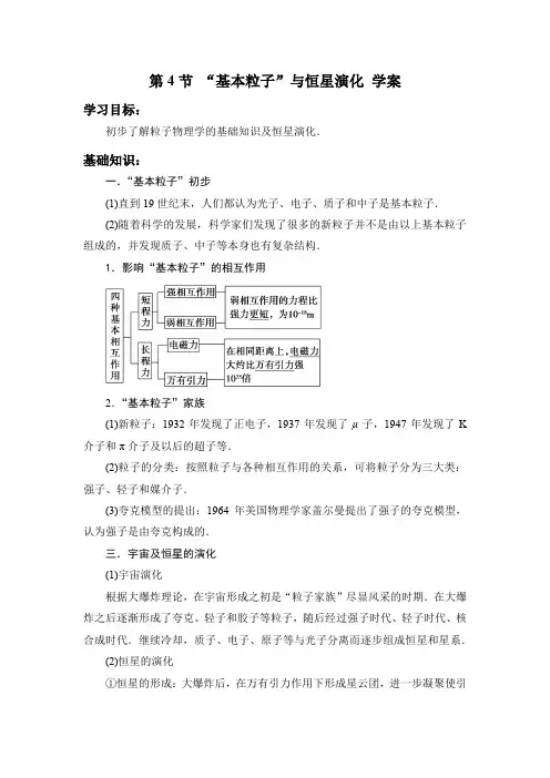 2020-2021学年鲁科版选修3-5 5.4 “基本粒子”与恒星演化 学案
