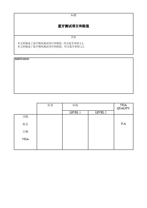 蓝牙测试标准样本