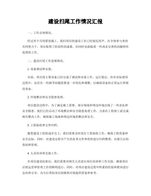 建设扫尾工作情况汇报