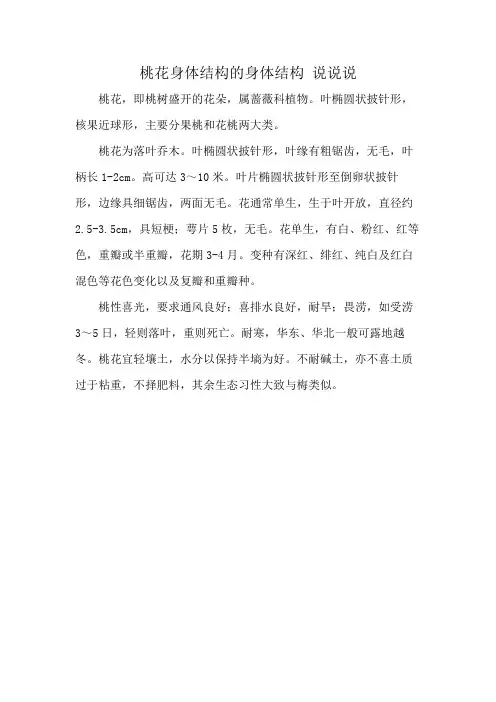 桃花身体结构的身体结构 说说说