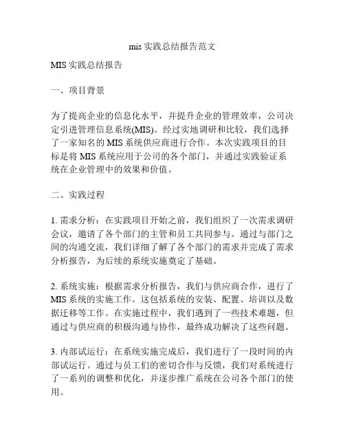 mis实践总结报告范文