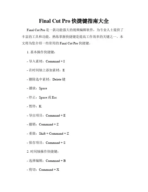 Final Cut Pro快捷键指南大全