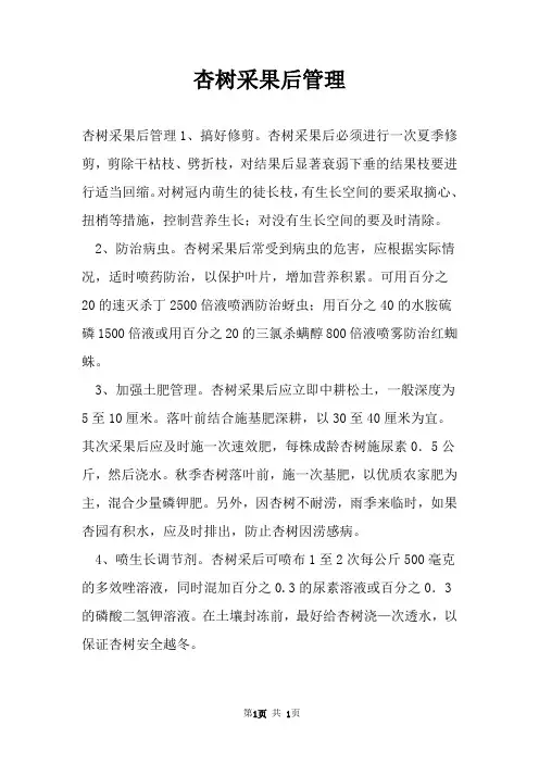 杏树采果后管理