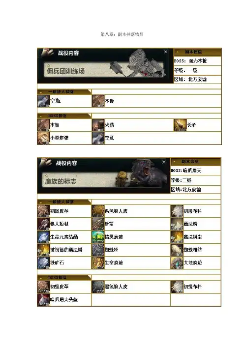 洛奇英雄传副本掉落物品及称号