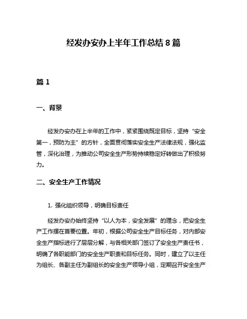 经发办安办上半年工作总结8篇
