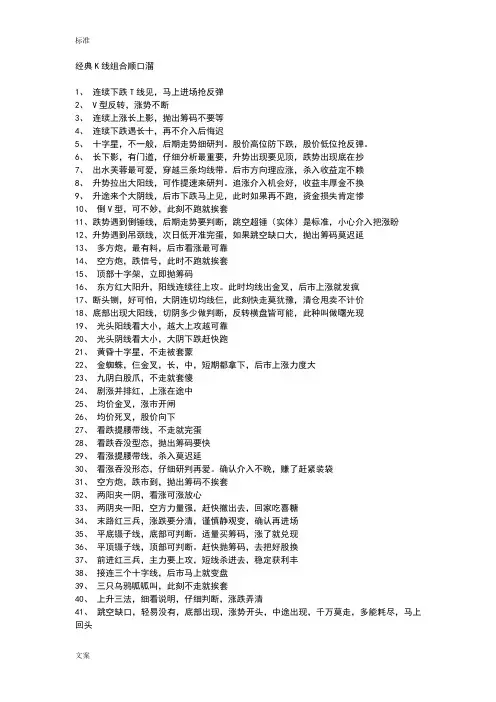 经典K线组合顺口溜