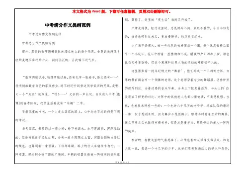 中考满分作文提纲范例