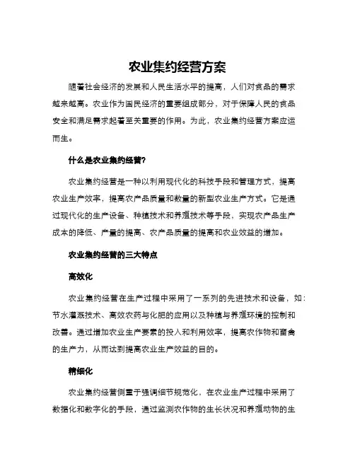 农业集约经营方案