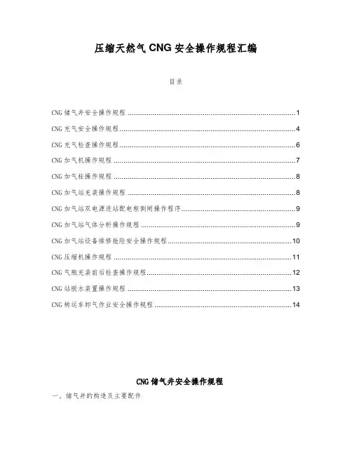 压缩天然气CNG安全操作规程汇编 作业指导书