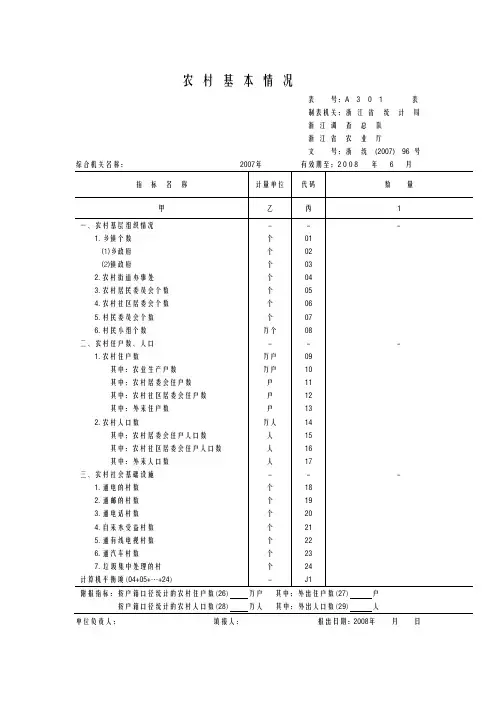 农村基本情况表