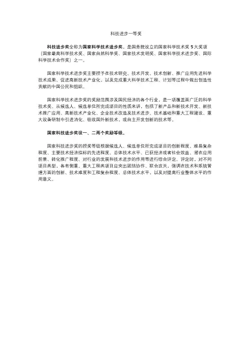 科技进步一等奖