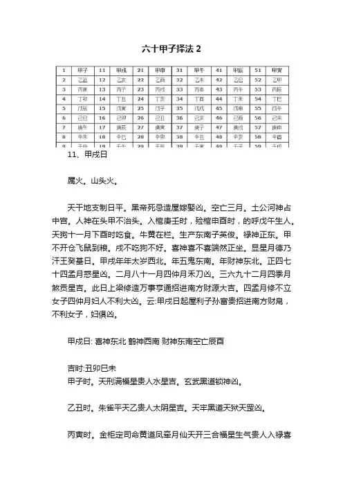 六十甲子择法2
