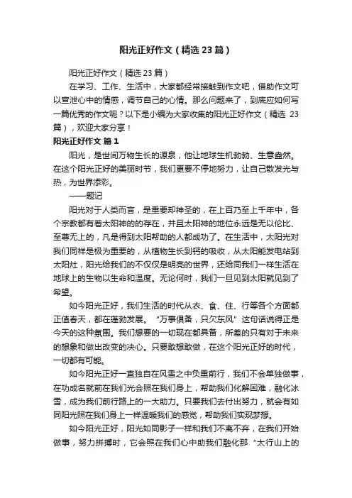 阳光正好作文（精选23篇）