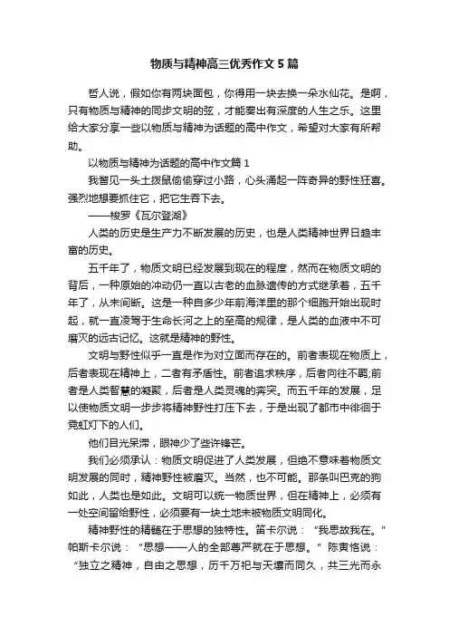 物质与精神高三优秀作文5篇