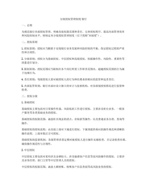 分级授权管理制度 银行