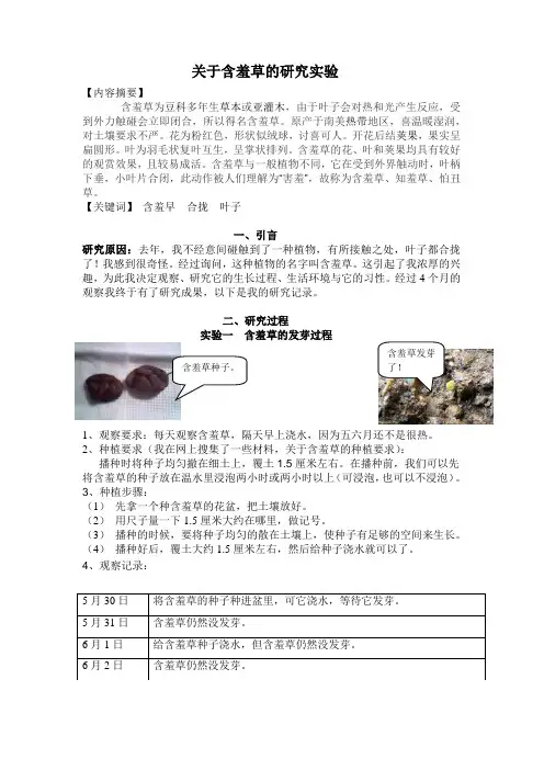 关于含羞草的研究实验