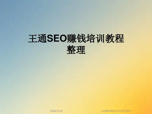 王通SEO赚钱培训教程整理