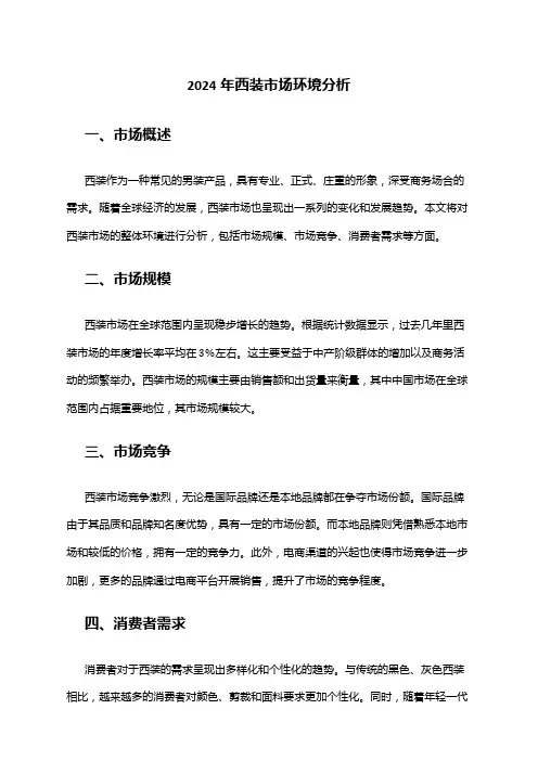2024年西装市场环境分析
