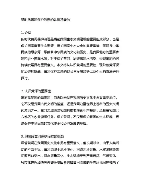 新时代黄河保护治理的认识及看法