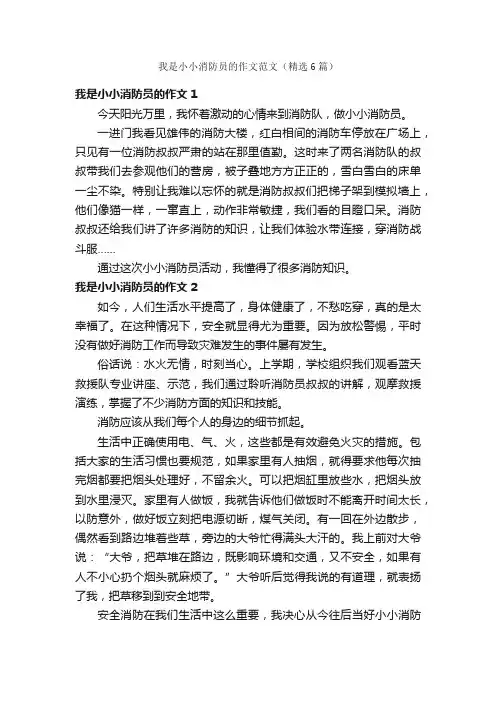我是小小消防员的作文范文（精选6篇）