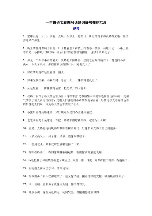 一年级语文看图写话好句摘抄汇总48例