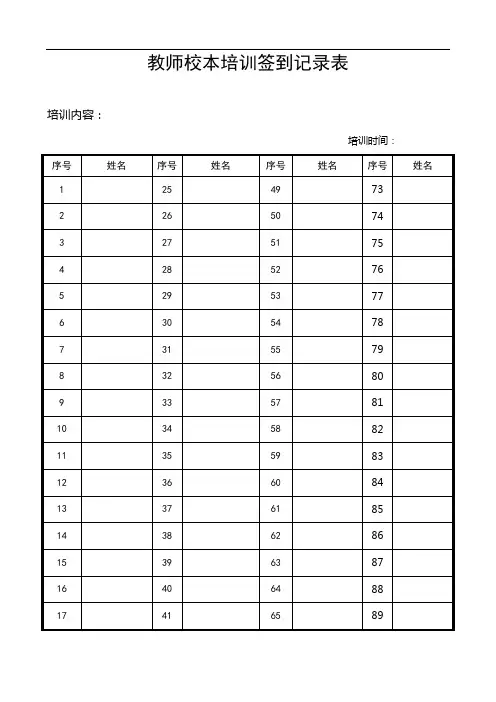 教师校本培训签到记录表