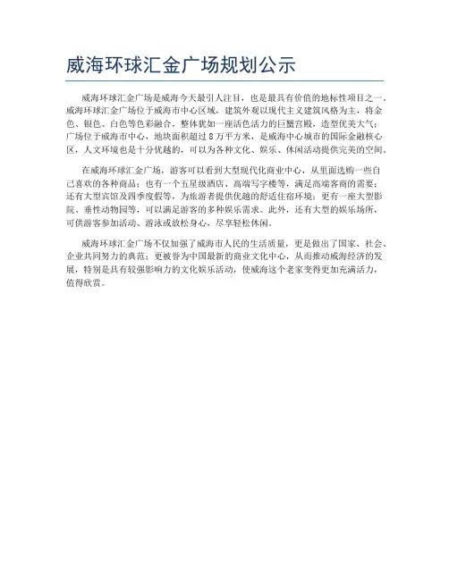 威海环球汇金广场规划公示