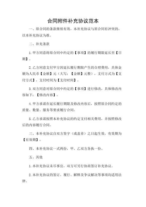 合同补充协议范本(详尽多场合)