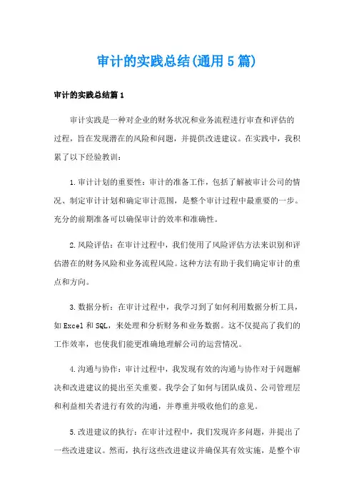 审计的实践总结(通用5篇)