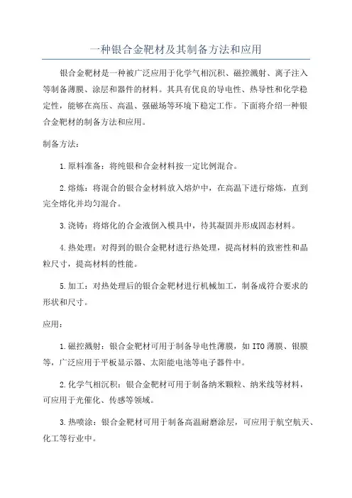 一种银合金靶材及其制备方法和应用
