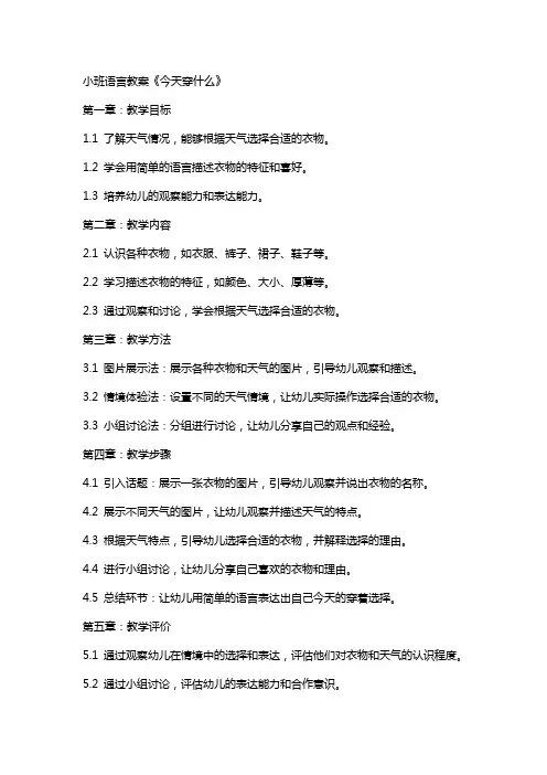小班语言教案《今天穿什么》