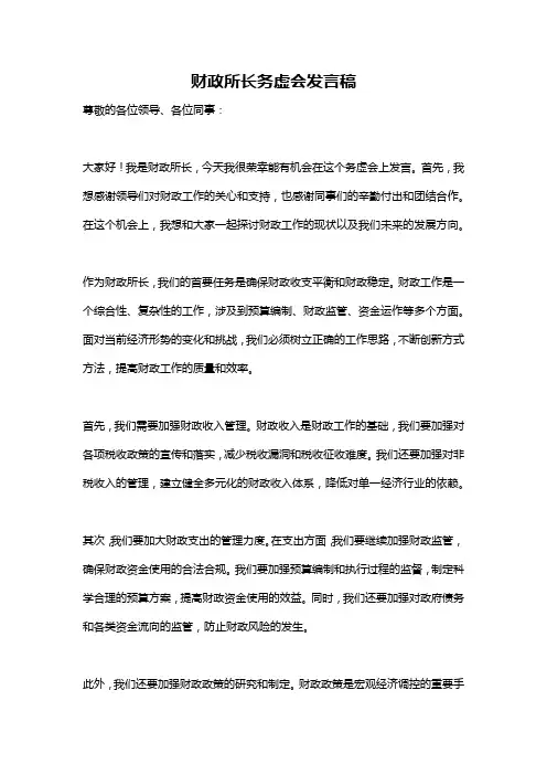 财政所长务虚会发言稿