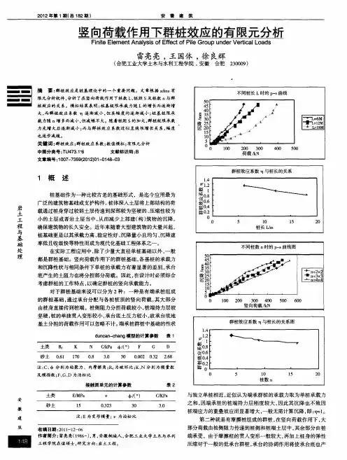 竖向荷载作用下群桩效应的有限元分析