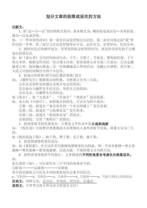 (完整版)划分文章的段落或层次的方法