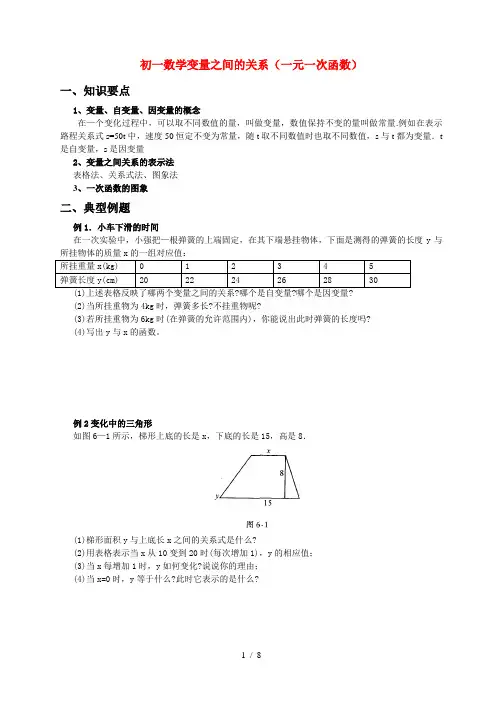 初一数学变量之间的关系