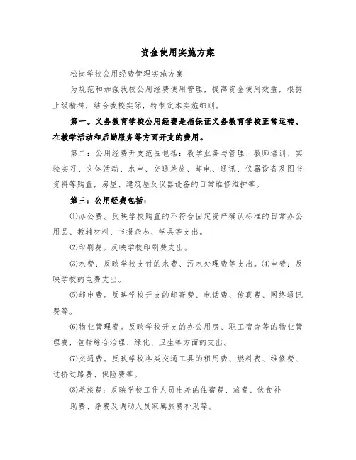资金使用实施方案（5篇）