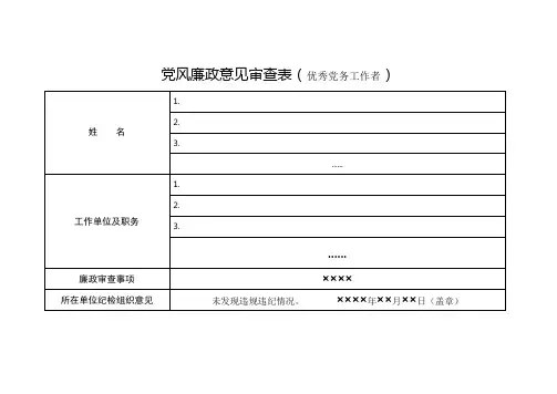 党风廉政意见审查表