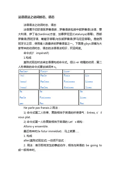 法语语法之动词时态、语态