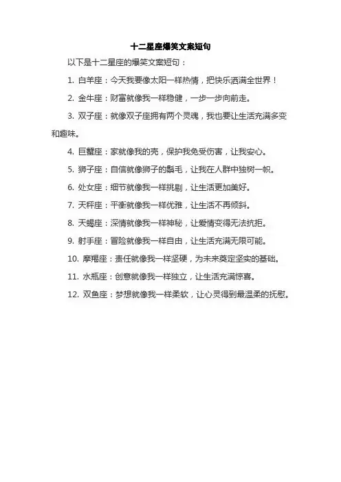 十二星座爆笑文案短句