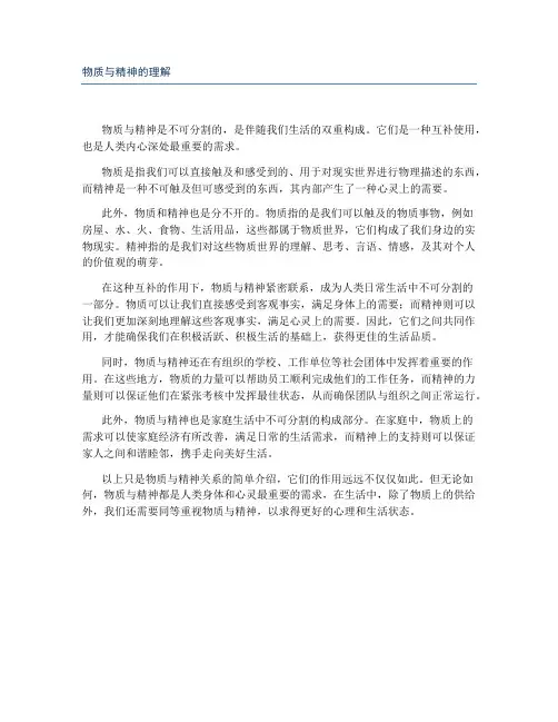 物质与精神的理解