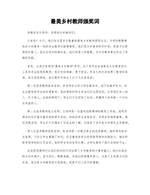 最美乡村教师颁奖词